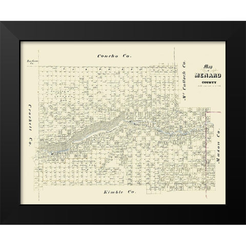 Menard County Texas -1871 Black Modern Wood Framed Art Print by Unknown