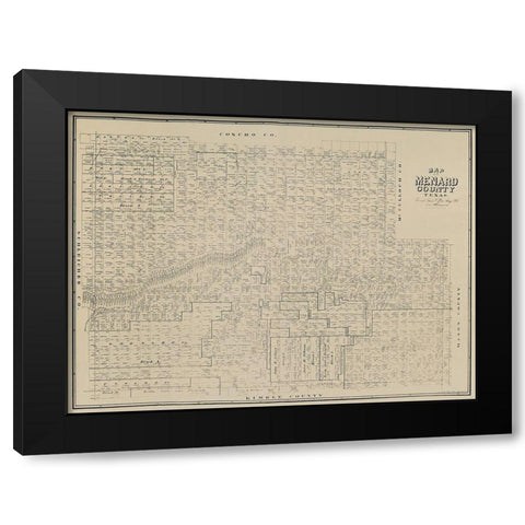 Menard County Texas - Clark 1894 Black Modern Wood Framed Art Print by Clark