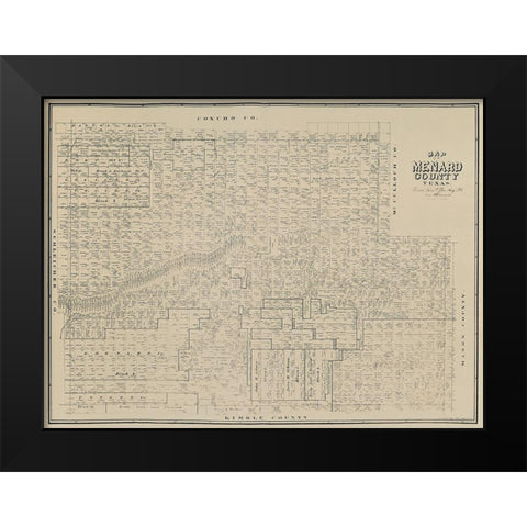 Menard County Texas - Clark 1894 Black Modern Wood Framed Art Print by Clark