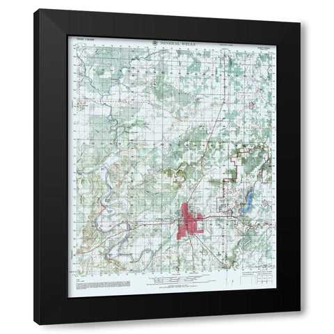 Mineral Wells Texas Sheet - US Army 1960 Black Modern Wood Framed Art Print by US Army