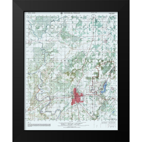 Mineral Wells Texas Sheet - US Army 1960 Black Modern Wood Framed Art Print by US Army