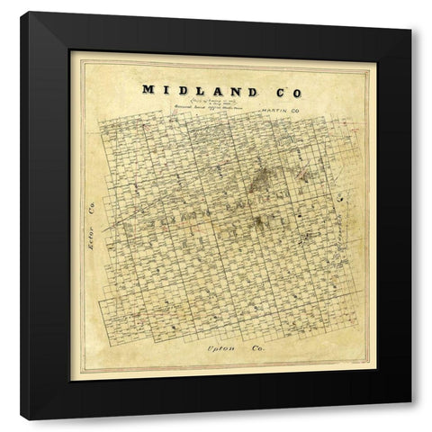 Midland County Texas -1896 Black Modern Wood Framed Art Print with Double Matting by Unknown