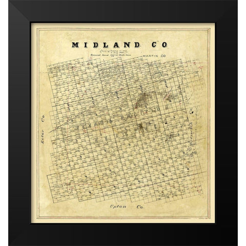 Midland County Texas -1896 Black Modern Wood Framed Art Print by Unknown