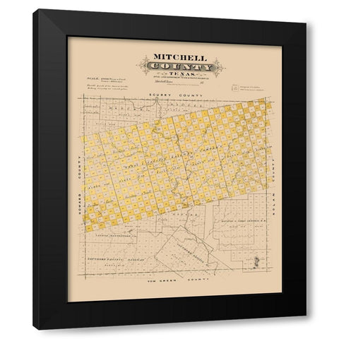 Mitchell County Texas - Gast 1870 Black Modern Wood Framed Art Print by Gast