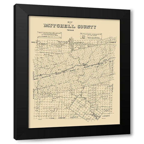 Mitchell County Texas - Abrams 1890 Black Modern Wood Framed Art Print by Abrams