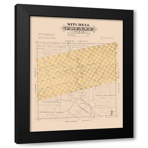 Mitchell County Texas - Gast 1870 Black Modern Wood Framed Art Print with Double Matting by Gast