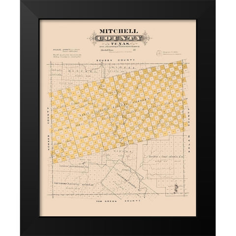 Mitchell County Texas - Gast 1870 Black Modern Wood Framed Art Print by Gast