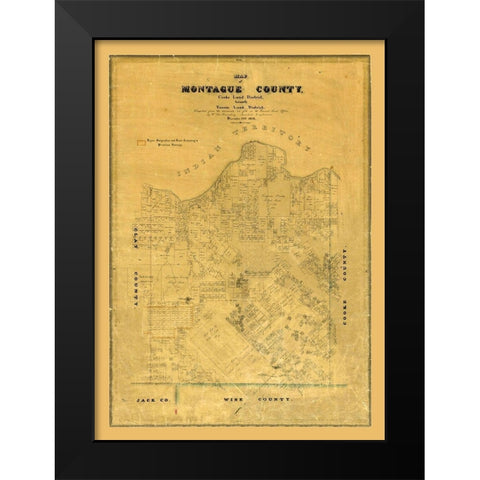 Montague County Texas - Rosenberg 1858 Black Modern Wood Framed Art Print by Rosenberg