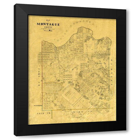 Montague County Texas - Stakeman 1868 Black Modern Wood Framed Art Print with Double Matting by Stakemann