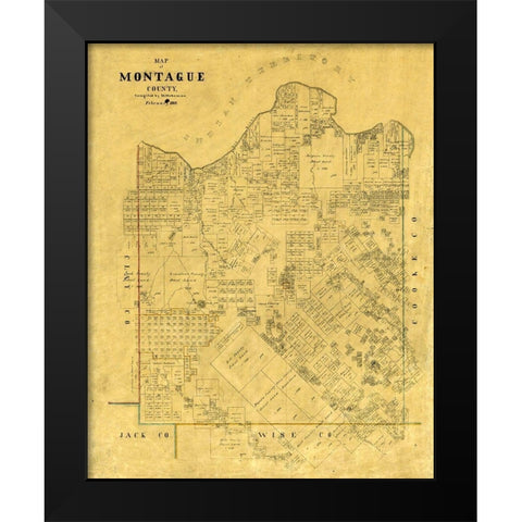 Montague County Texas - Stakeman 1868 Black Modern Wood Framed Art Print by Stakemann