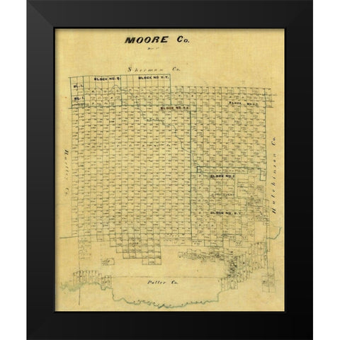 Moore County Texas -1878 Black Modern Wood Framed Art Print by Unknown