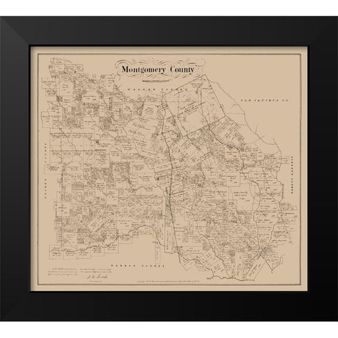 Montgomery County Texas - Walsh 1880 Black Modern Wood Framed Art Print by Walsh