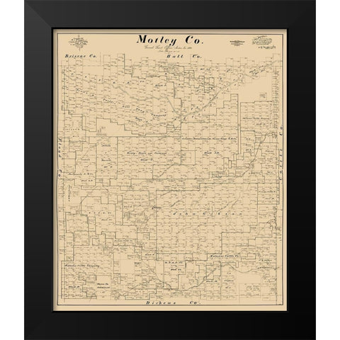 Motley County Texas - McGaughey 1893 Black Modern Wood Framed Art Print by McGaughey