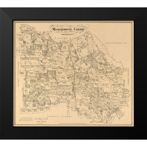 Montgomery County Texas - Walsh 1880 Black Modern Wood Framed Art Print by Walsh