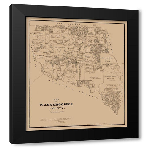 Nacogdoches County Texas - Walsh 1881 Black Modern Wood Framed Art Print with Double Matting by Walsh
