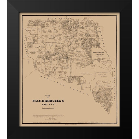 Nacogdoches County Texas - Walsh 1881 Black Modern Wood Framed Art Print by Walsh