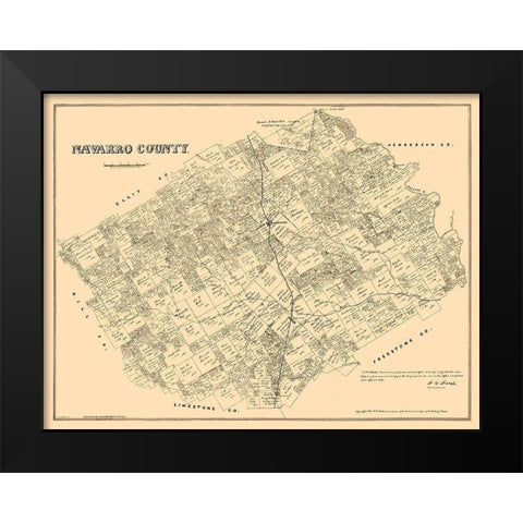 Navarro County Texas - Walsh 1880 Black Modern Wood Framed Art Print by Walsh