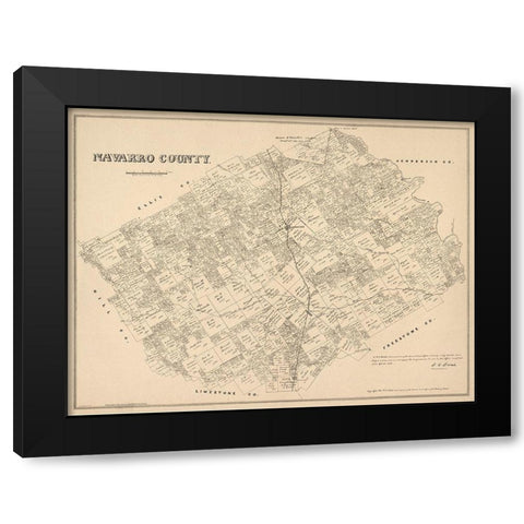 Navarro County Texas - Walsh 1880 Black Modern Wood Framed Art Print by Walsh