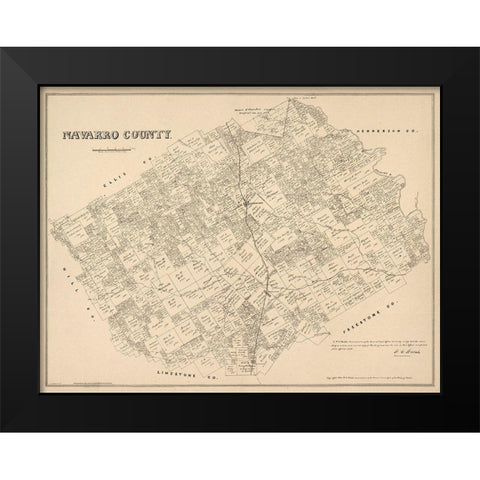 Navarro County Texas - Walsh 1880 Black Modern Wood Framed Art Print by Walsh