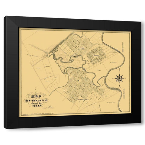 New Braunfels Texas Landowner - Groos 1868 Black Modern Wood Framed Art Print with Double Matting by Groos