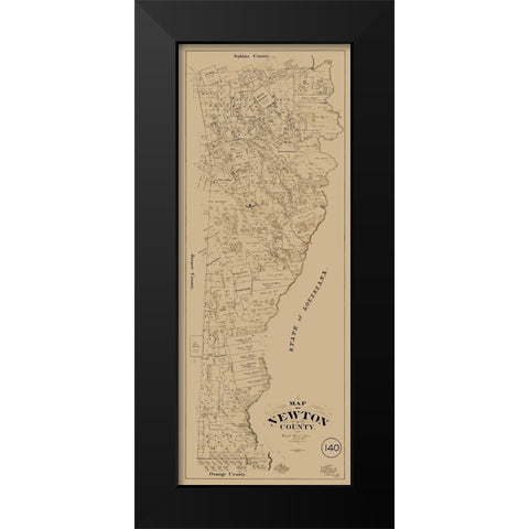 Newton County Texas - McGaughey 1893 Black Modern Wood Framed Art Print by McGaughey