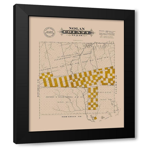 Nolan County Texas - Gast 1870 Black Modern Wood Framed Art Print with Double Matting by Gast