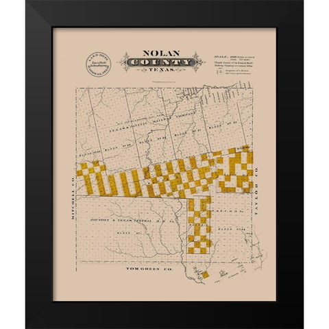 Nolan County Texas - Gast 1870 Black Modern Wood Framed Art Print by Gast