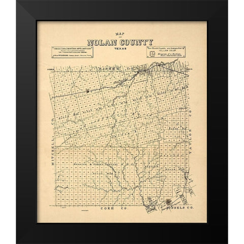 Nolan County Texas -1890 Black Modern Wood Framed Art Print by Unknown