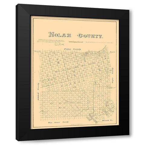 Nolan County Texas - Walsh 1880 Black Modern Wood Framed Art Print by Walsh