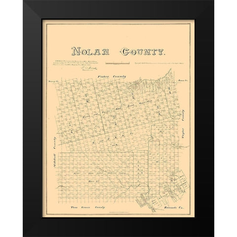 Nolan County Texas - Walsh 1880 Black Modern Wood Framed Art Print by Walsh