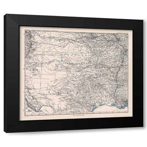 North Texas - Perthes 1872 Black Modern Wood Framed Art Print with Double Matting by Perthes