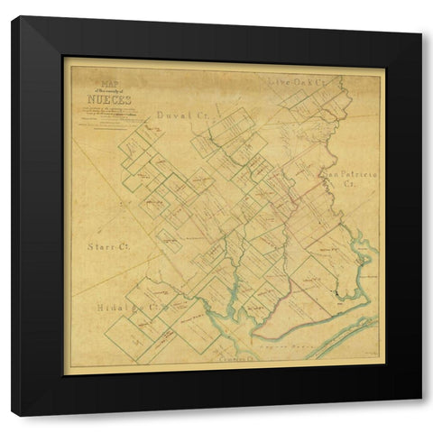 Nueces County Texas - Blucher 1859 Black Modern Wood Framed Art Print by Blucher