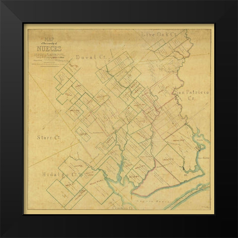 Nueces County Texas - Blucher 1859 Black Modern Wood Framed Art Print by Blucher