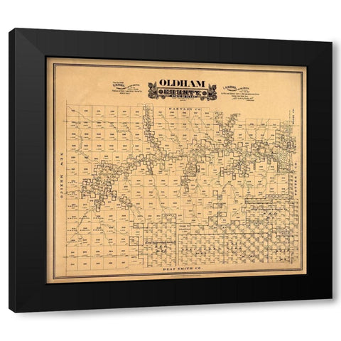 Oldham County Texas - Hall 1888 Black Modern Wood Framed Art Print with Double Matting by Hall