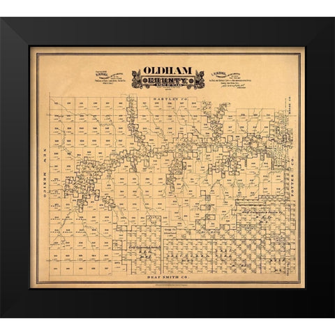 Oldham County Texas - Hall 1888 Black Modern Wood Framed Art Print by Hall