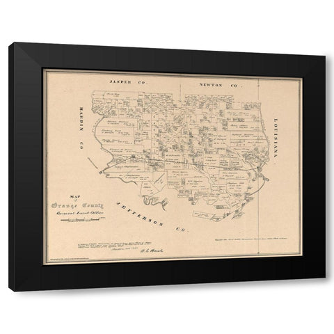 Orange County Texas - Walsh 1880 Black Modern Wood Framed Art Print by Walsh