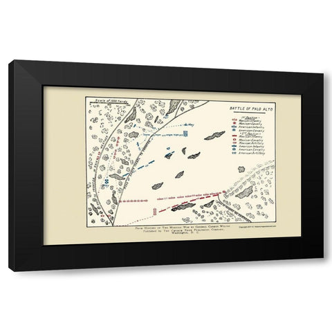 Palo Alto Battle Map 1892 Black Modern Wood Framed Art Print by Church News Publishing