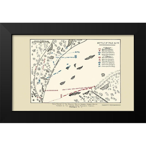 Palo Alto Battle Map 1892 Black Modern Wood Framed Art Print by Church News Publishing