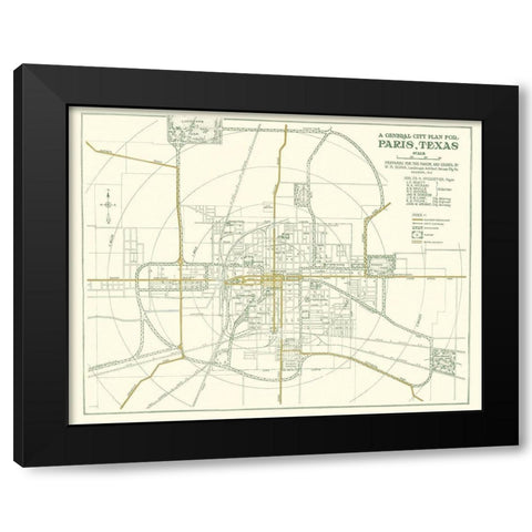 Ft. Worth Texas Plan - Dunn 1914 Black Modern Wood Framed Art Print with Double Matting by Dunn