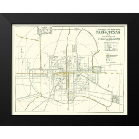 Ft. Worth Texas Plan - Dunn 1914 Black Modern Wood Framed Art Print by Dunn