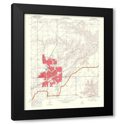 Pampa Texas Quad - USGS 1968 Black Modern Wood Framed Art Print by USGS