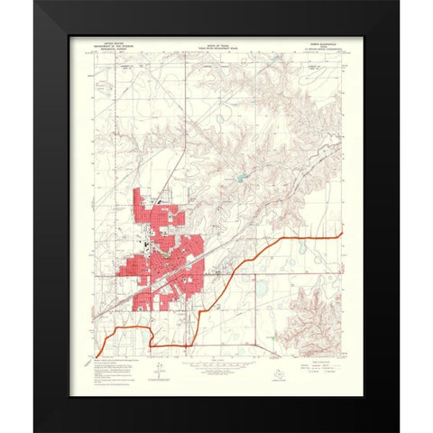Pampa Texas Quad - USGS 1968 Black Modern Wood Framed Art Print by USGS
