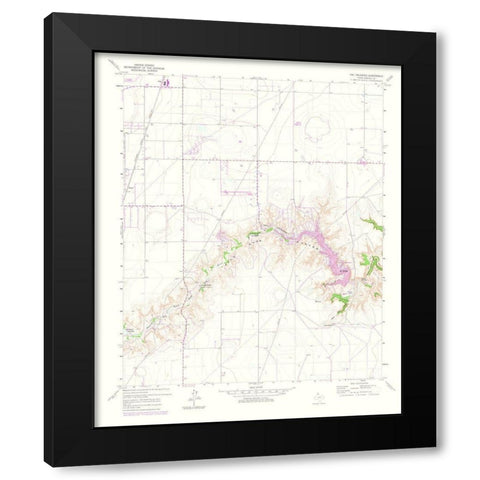 Palisades Texas Quad - USGS 1975 Black Modern Wood Framed Art Print with Double Matting by USGS