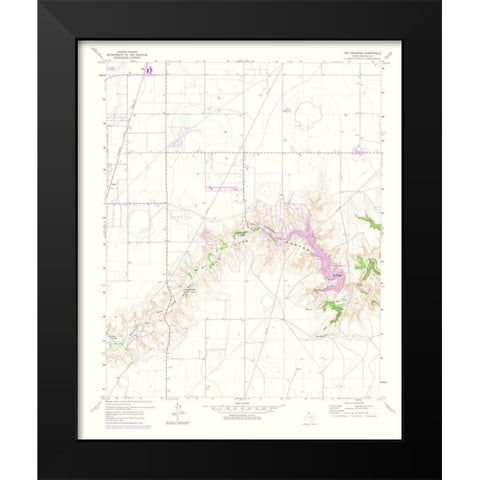 Palisades Texas Quad - USGS 1975 Black Modern Wood Framed Art Print by USGS