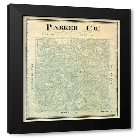 Parker County Texas -1889 Black Modern Wood Framed Art Print with Double Matting by Unknown