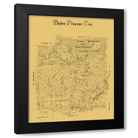 Palo Pinto County Texas - Black Modern Wood Framed Art Print with Double Matting by Unknown