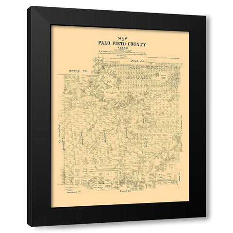 Palo Pinto County Texas - Walsh 1879 Black Modern Wood Framed Art Print by Walsh