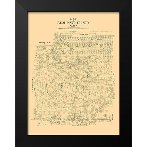 Palo Pinto County Texas - Walsh 1879 Black Modern Wood Framed Art Print by Walsh