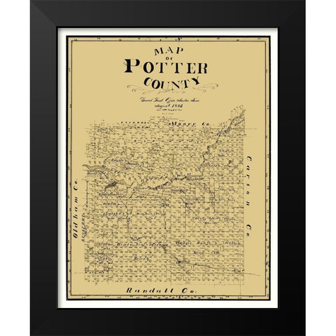 Potter County Texas - Cram 1895 Black Modern Wood Framed Art Print by Cram
