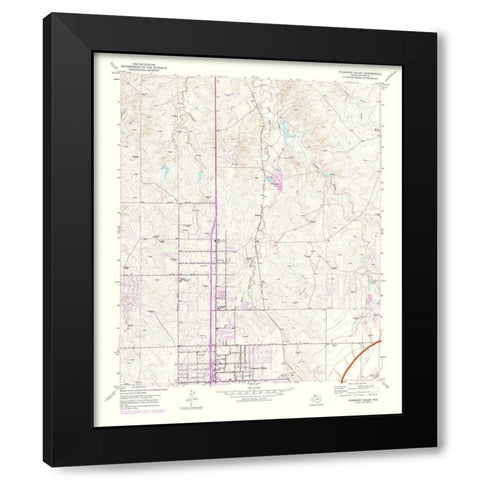 Pleasant Valley Texas Quad - USGS 1975 Black Modern Wood Framed Art Print with Double Matting by USGS